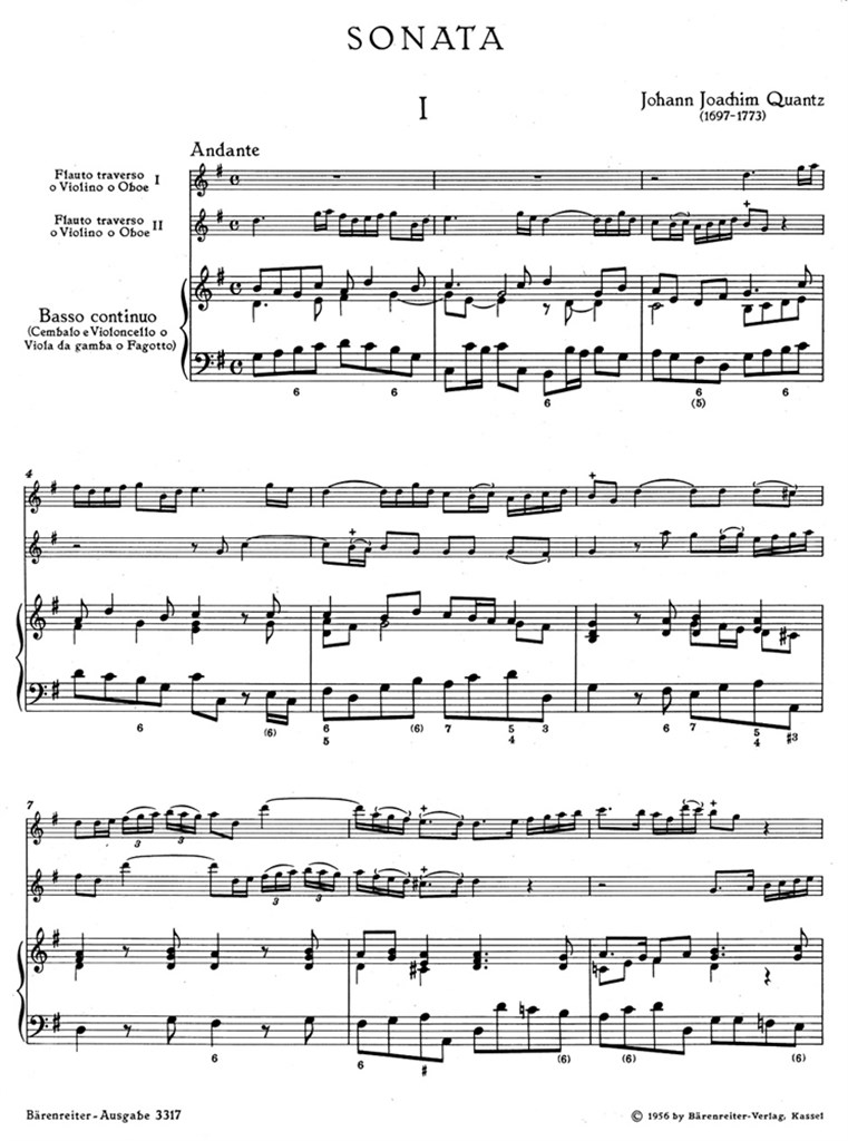 Trio Sonata G Maj 2 Flutes & Basso cont.